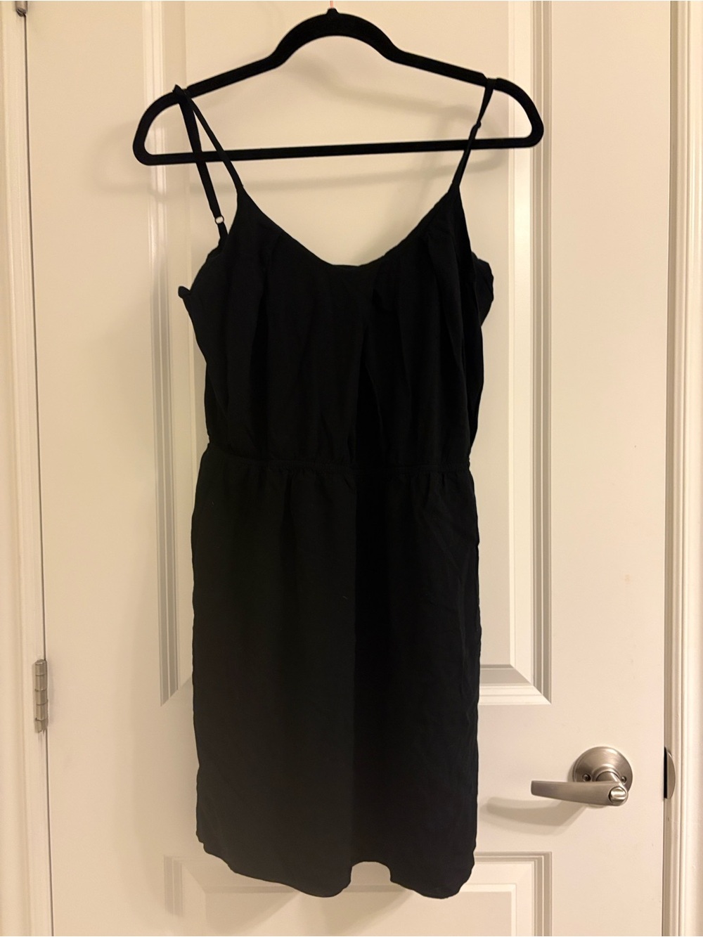 BCBGeneration Black Mini Slip Dress with Adjustable Spaghetti Straps